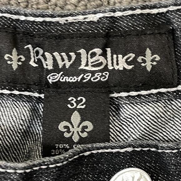 Raw Blue Shorts Mens Size 32 Denim Y2K Hiphop Baggy - Picture 5 of 13
